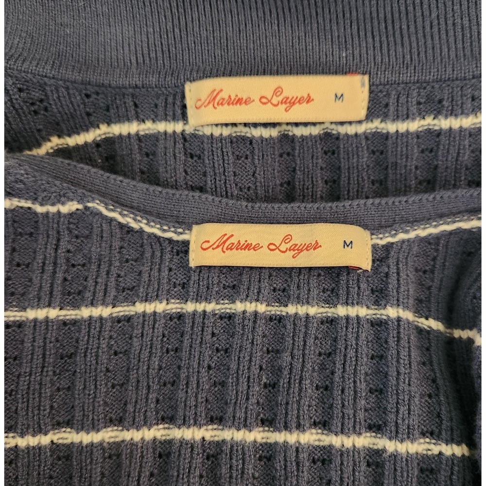 Marine Layer Blue and White Striped Knit Cardigan with Tank - Picture 8 of 10
